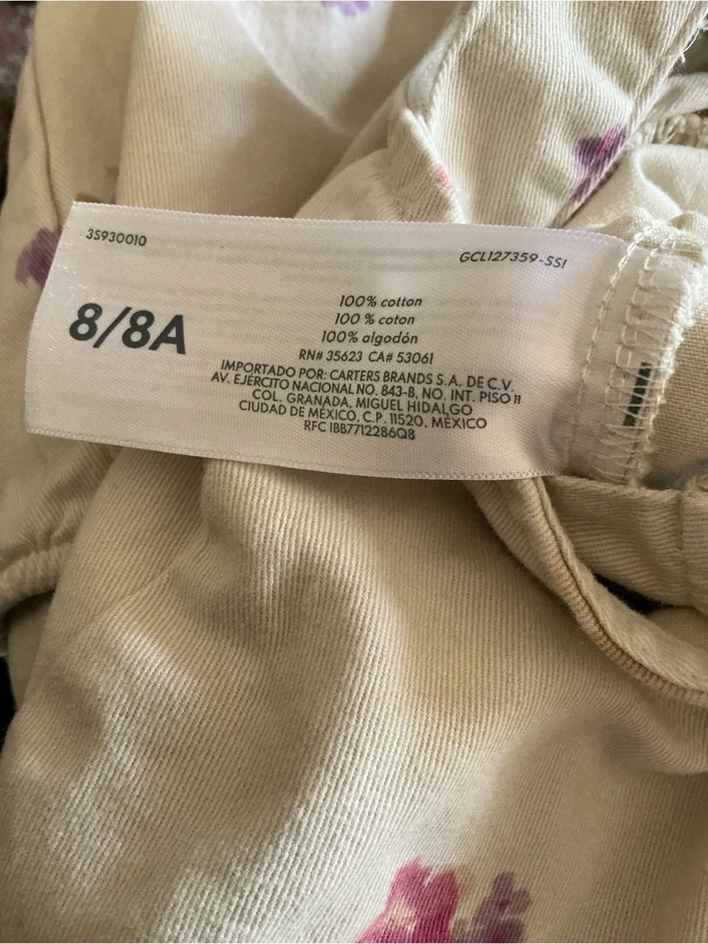 Oshkosh B’Gosh Girls Size 8/8A Floral Wide Leg Jumpsuit Cream Pink Pockets